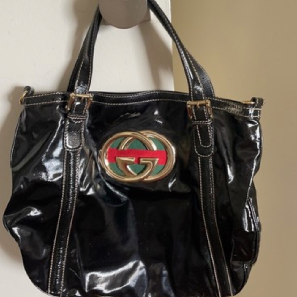 Gucci Patent Leather Hobo Bag